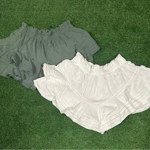 Aerie Sage and White Ruffled Skirt